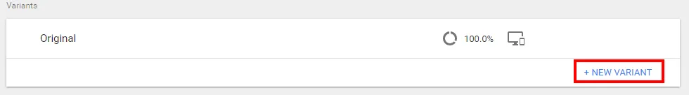 To add a test variant, click “+ New Variant”.
